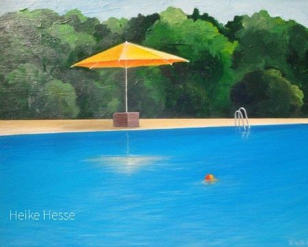 Heike Hesse Bilder Bild Kunst Gemälde Pool Swimmingpool art artist künstler Malerei Kunstwerk Galerie 